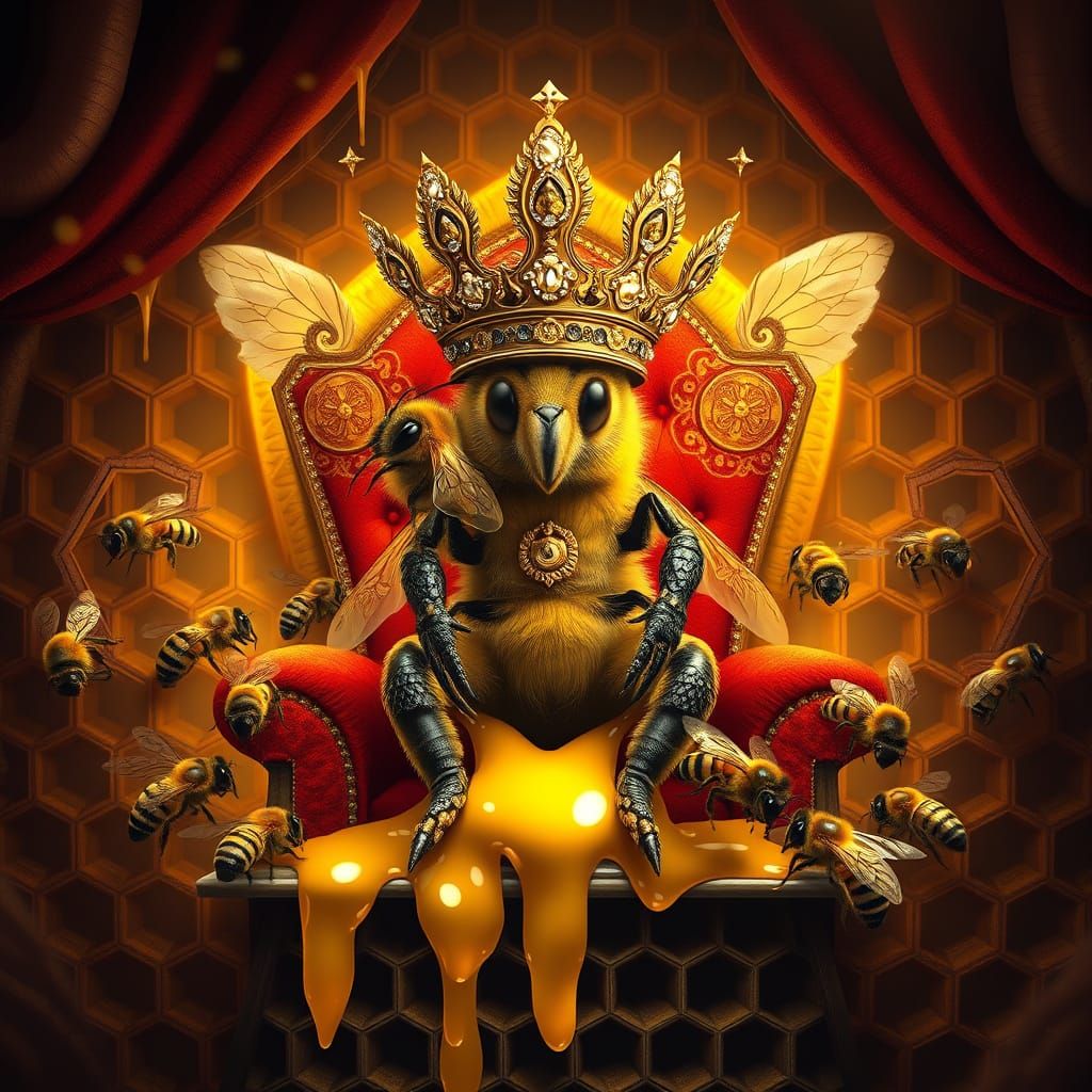 Regal Queen Bee in Whimsical, Fantasy Splendor