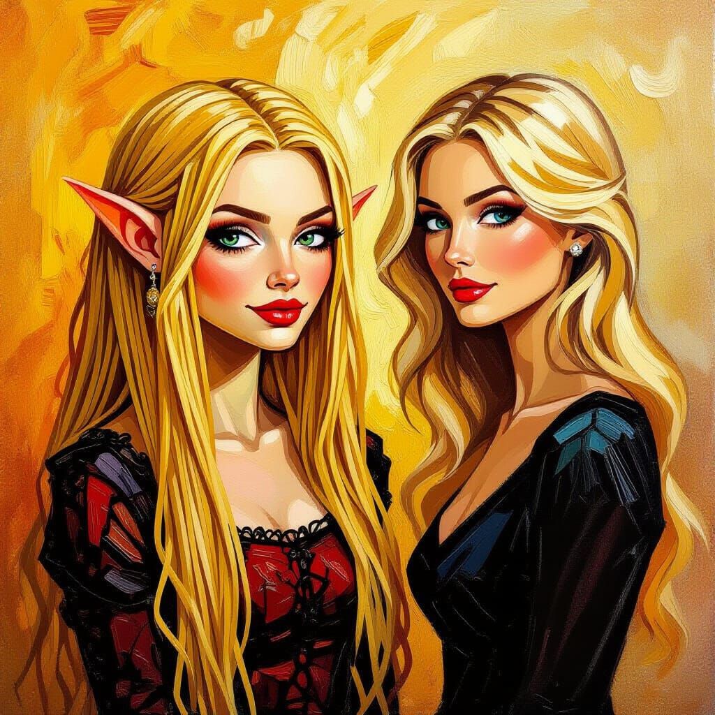 Imp With Pasta Hair Mimics Woman in Impasto Style