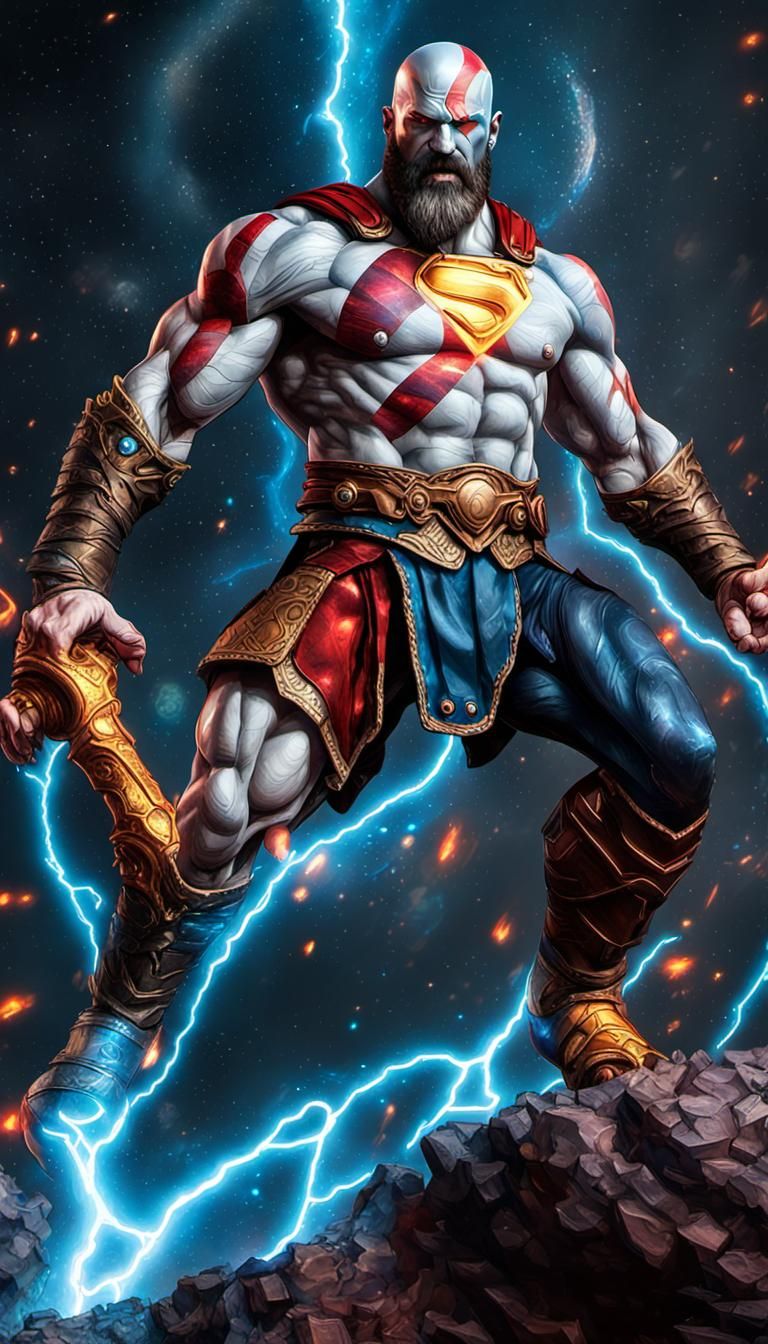 Kratos vs Superman: Holographic Cosmic Battle