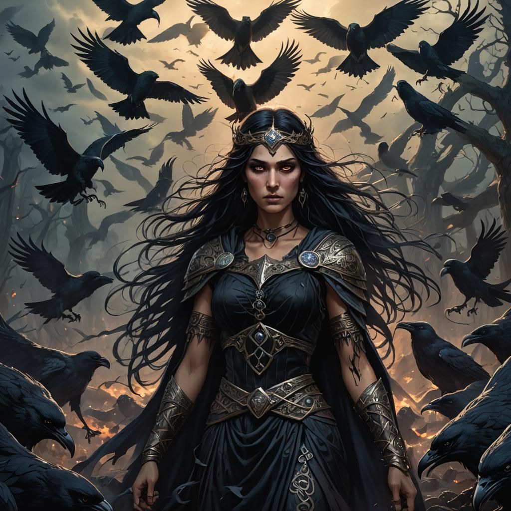 Morrigan, Celtic Goddess of War in Dark Fantasy Art