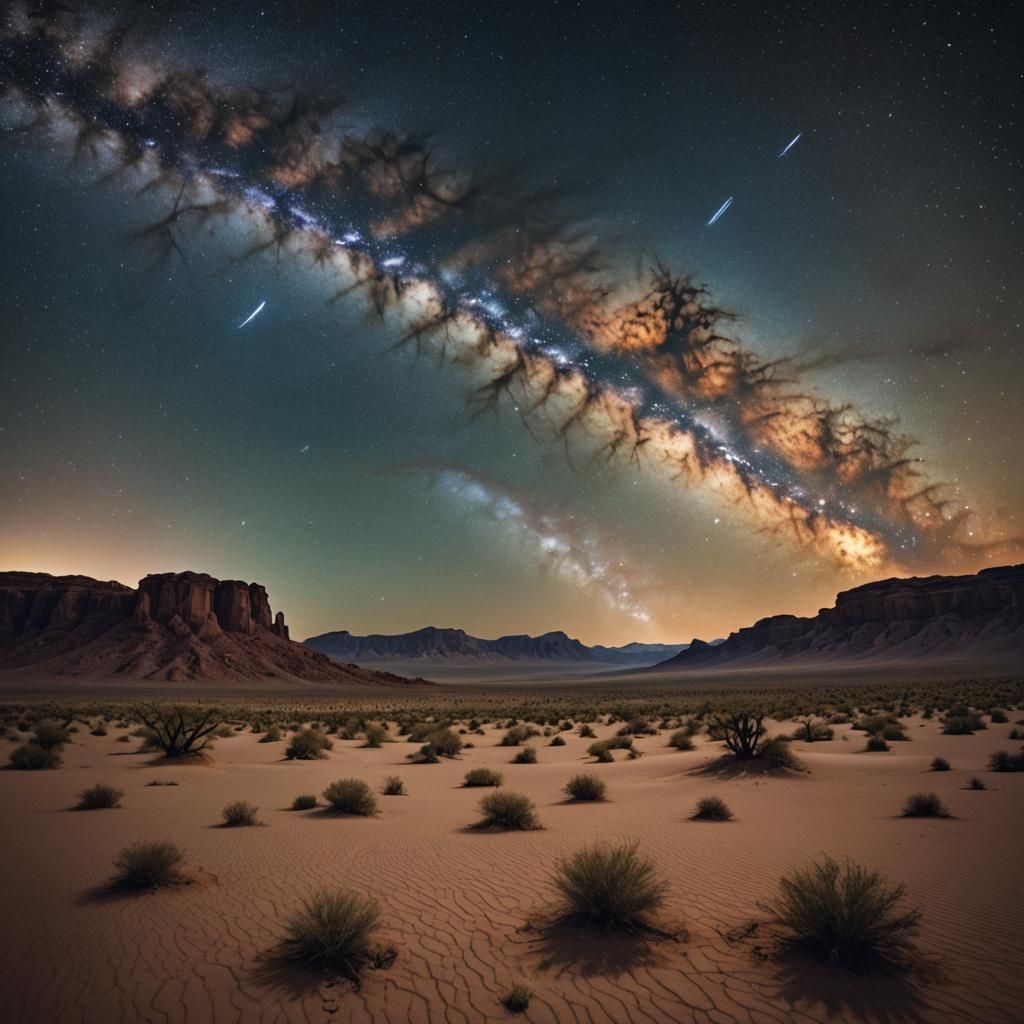 Desert Under Milky Way: Cinematic Film Still