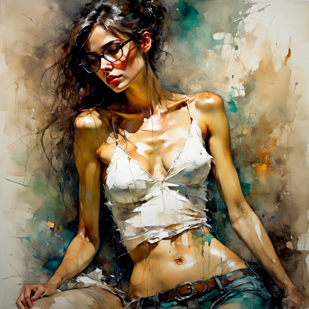 Brunette in Impasto Style by Asencio & Razumovskaya