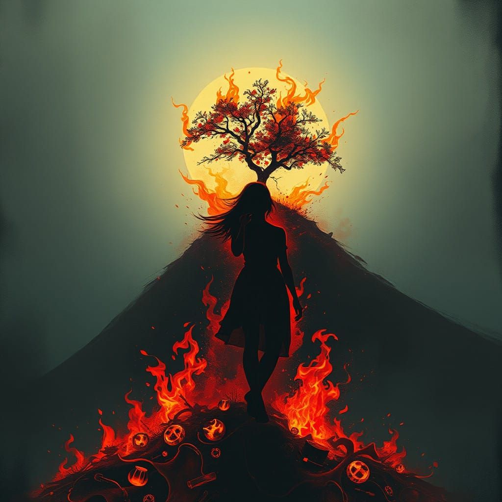 Grunge Tree of the Soul Set Ablaze by Passionate Spirit
