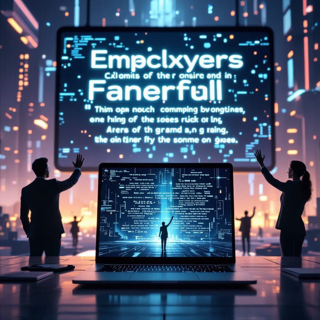 Employers Waving Farewell Beside Laptop Screen