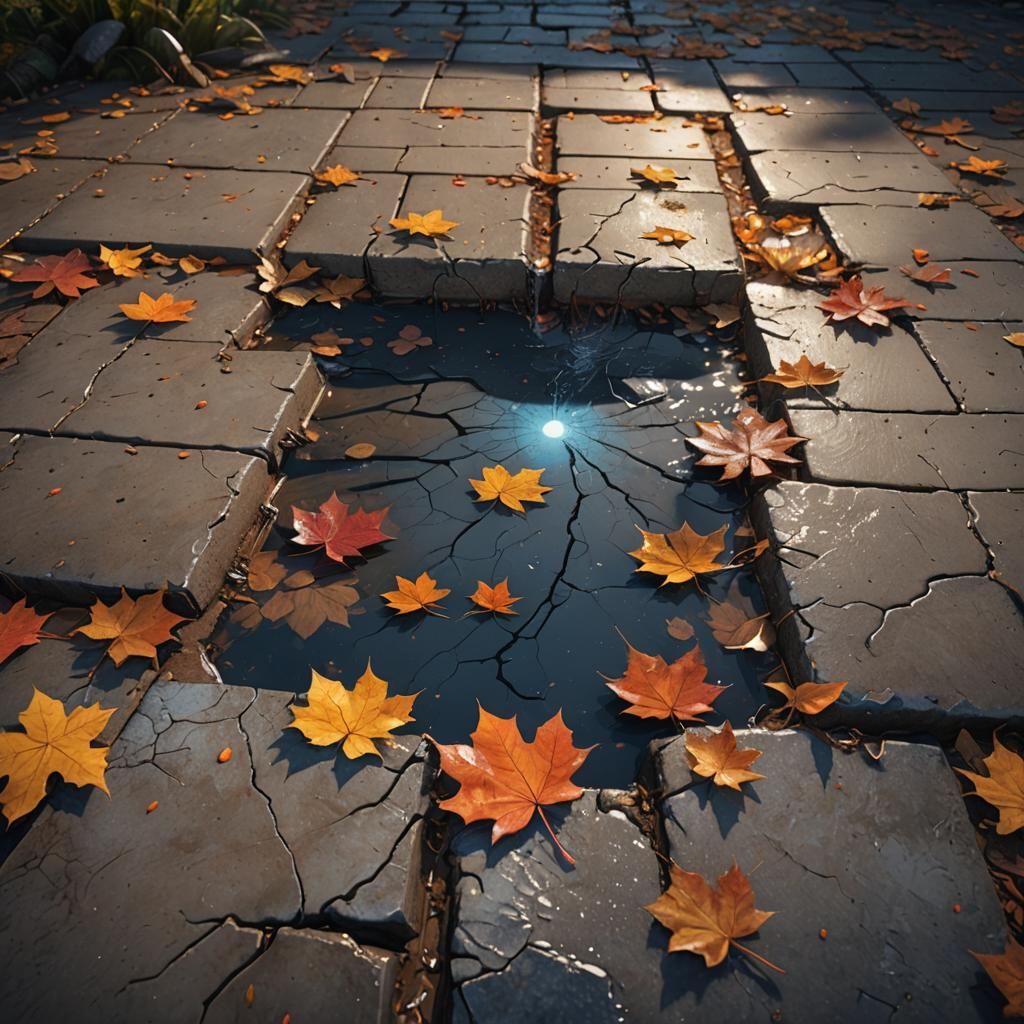 Autumn Puddle Reflects a Hidden World