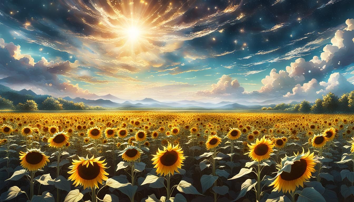 Glass Sunflower Field in the Clouds: Donghua Art