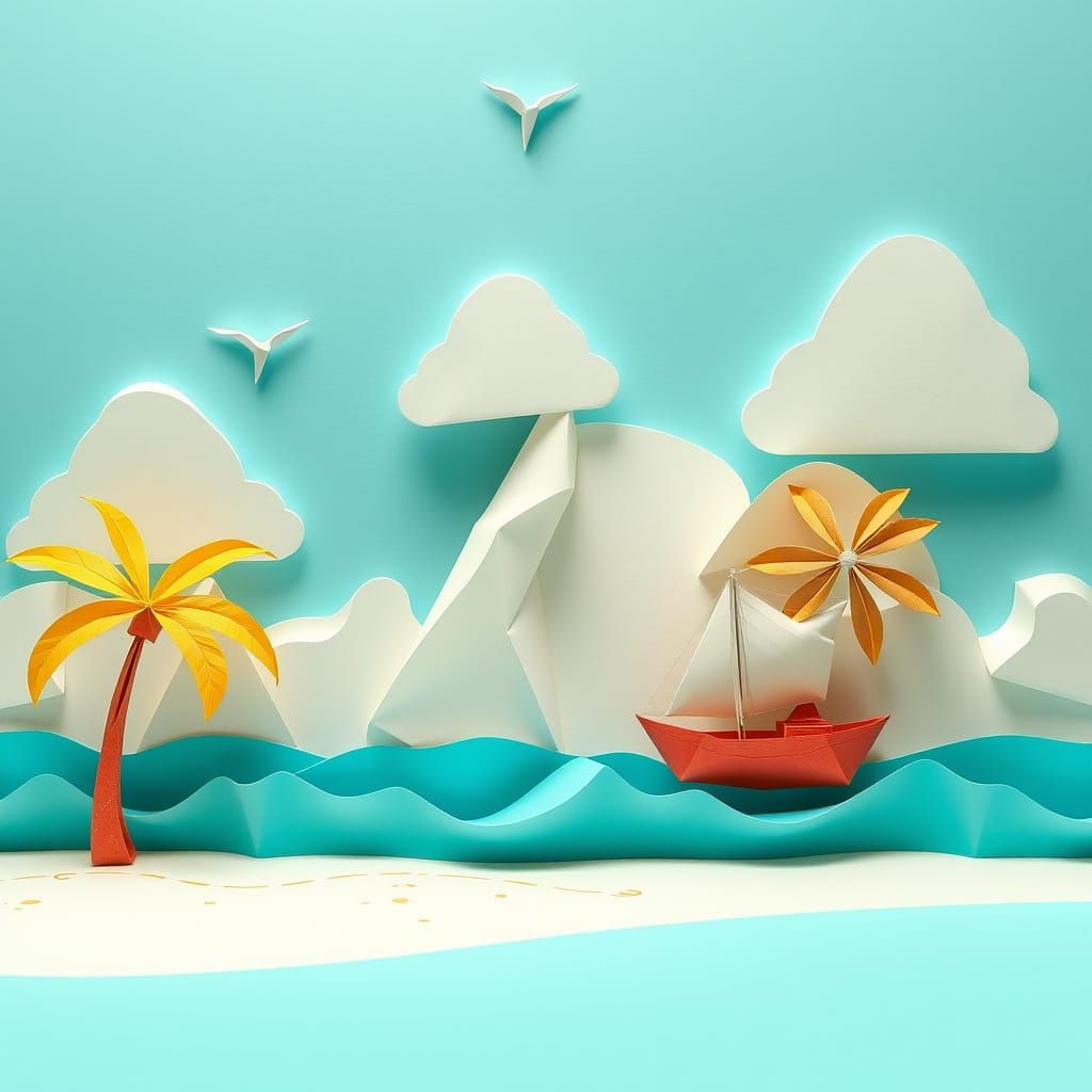 Origami Paper Craft Vehicle Cruising to the Florida Keys