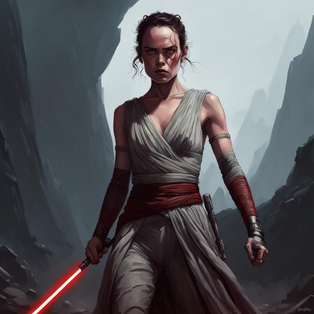 Dark Rey Skywalker with Red Lightsaber