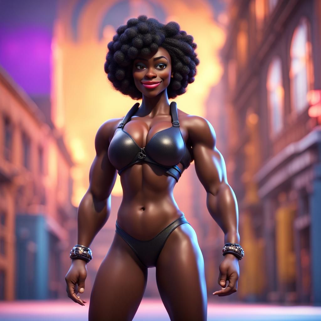 Black Beauty Bodybuilder in 3D Digital Art