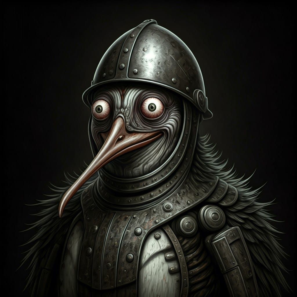 Mechanical Penguin Abomination in Dark, Gothic Style