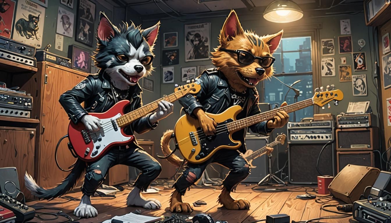 Punk Dog and New Wave Cat Rock Out