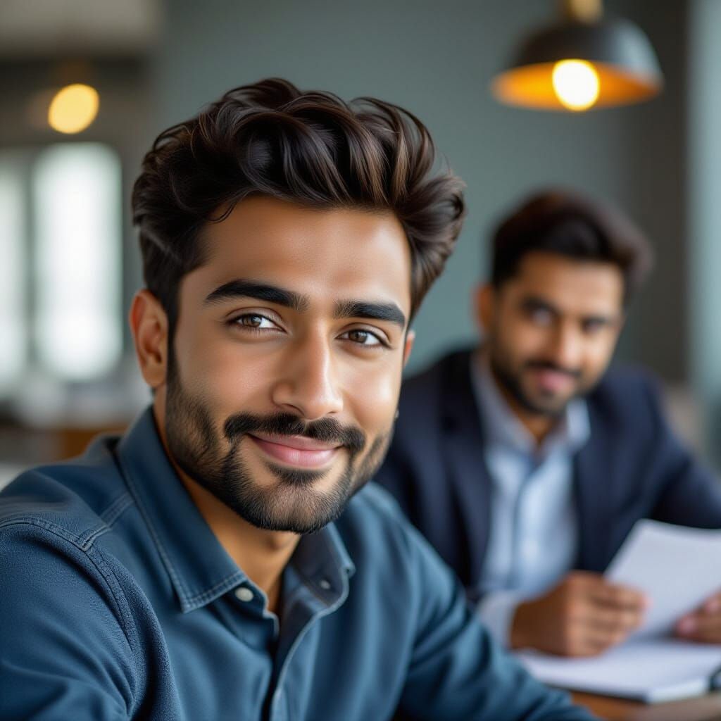 Gaurav Pandey Portrait with Rishabh Sir in Background