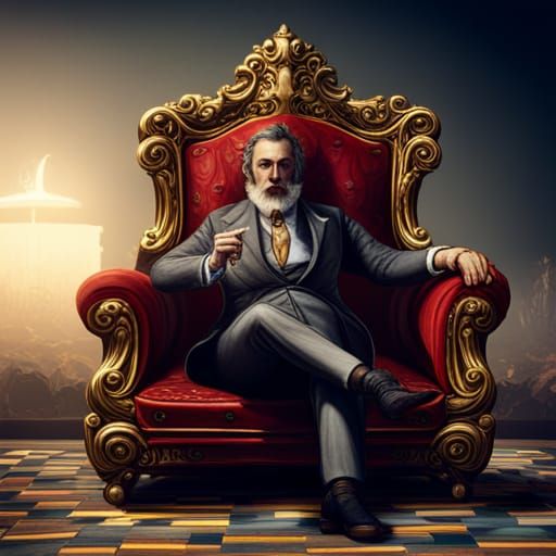 Sigma Male Smoking Money Cigar: Detailed Digital Painting