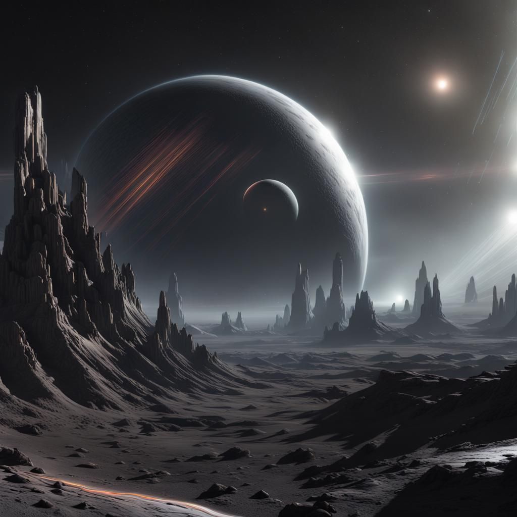 Streaking Lights Illuminate Barren World in Detailed Panoram...