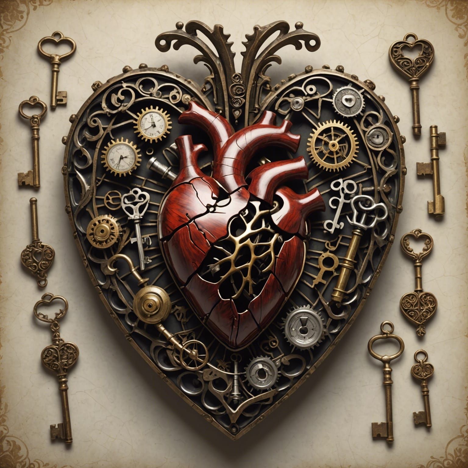 Steampunk Heart with Antique Keys