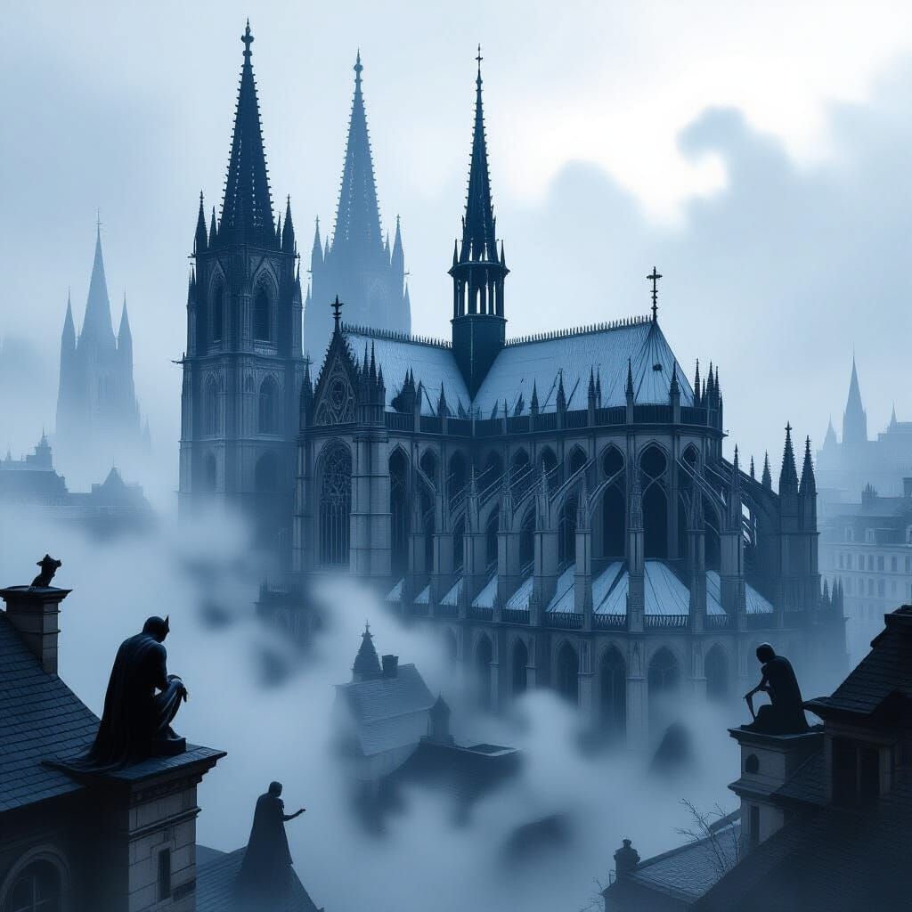 Gothic Cathedral Shrouded in Mist, Gothic Art Style