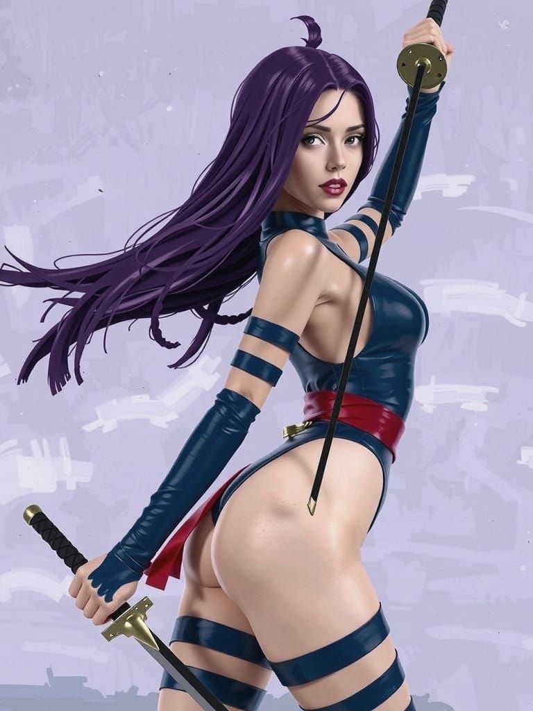 Psylocke in Cyberpunk Fantasy
