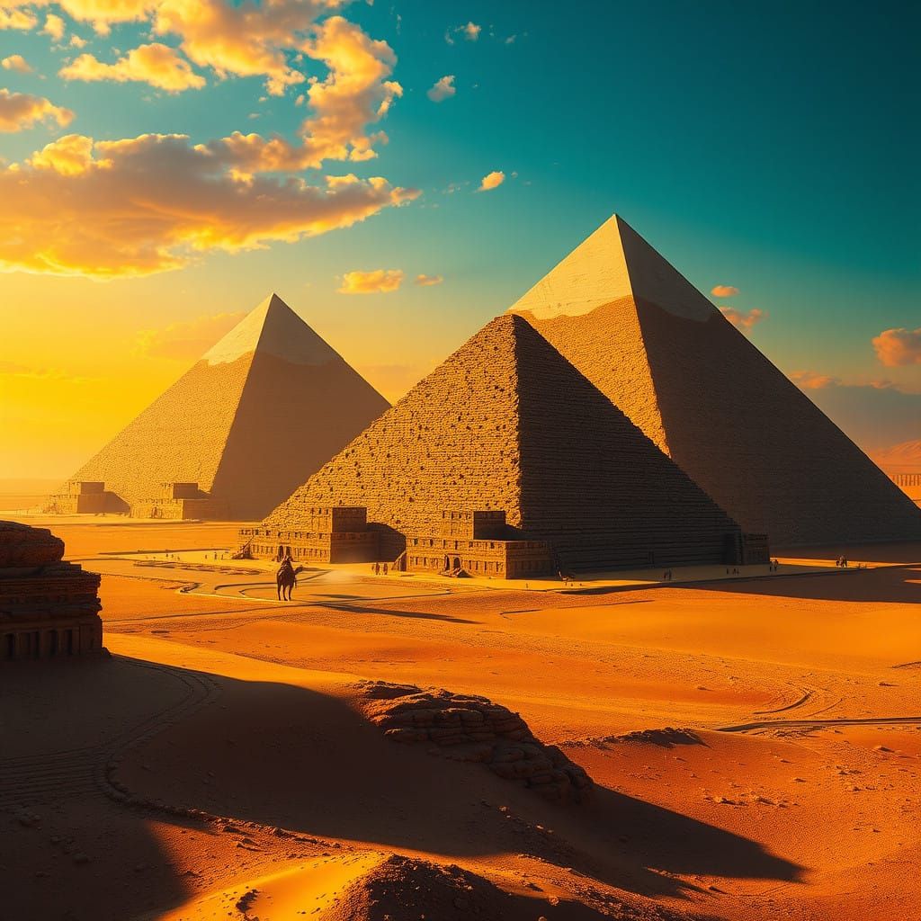 Majestic Israelite Pyramids in Ancient Egyptian Desert