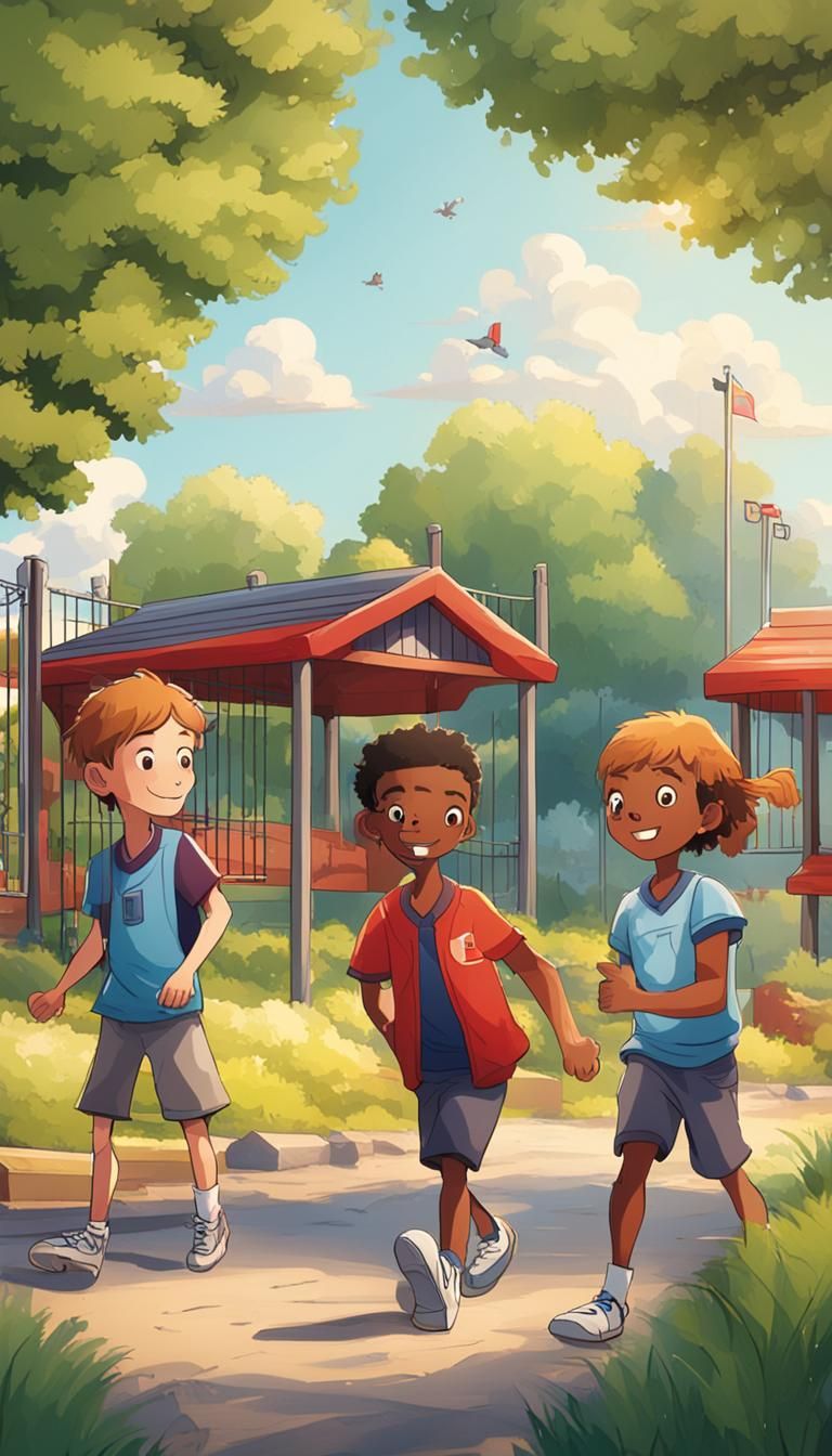 Mr. Chance Plays with Friends: Schoolyard Illustration