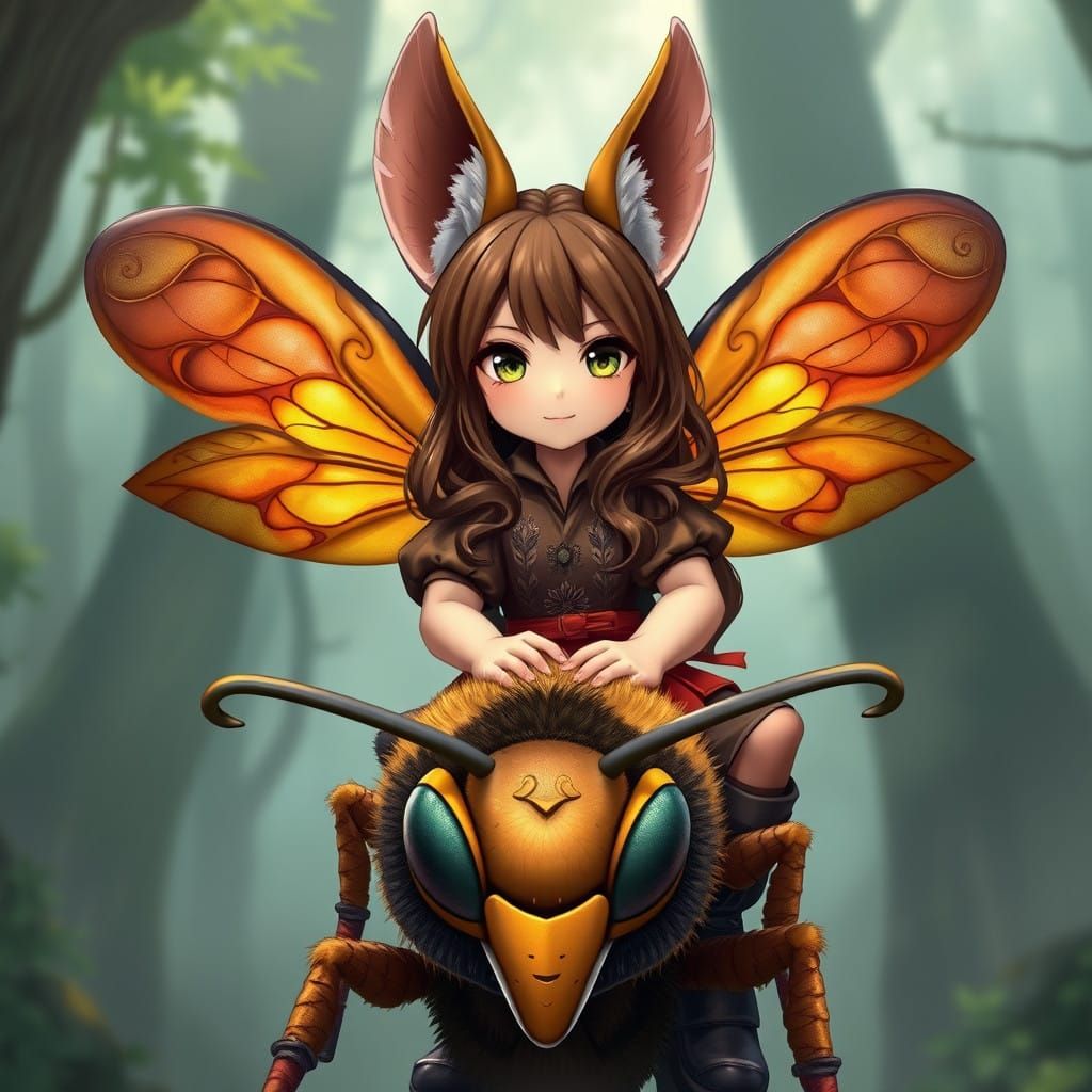 Anime-Inspired Forest Nymph Maiden with Fennec Fox Ears and....