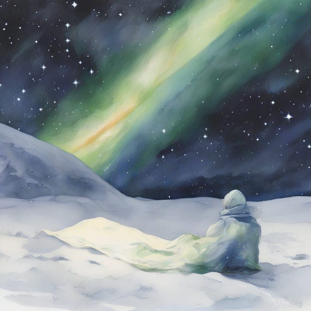 Cosmic Slumber: A Celestial Winter Scene