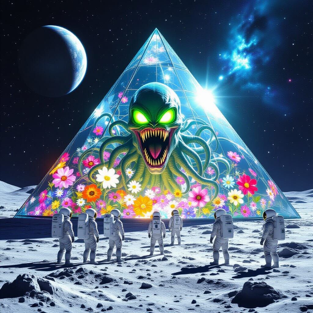 Astronauts Encounter Alien Horror on Moon Surface