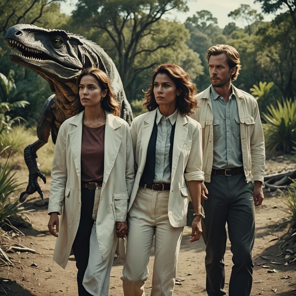 Cinematic Film Still of a Couple and Latina Woman