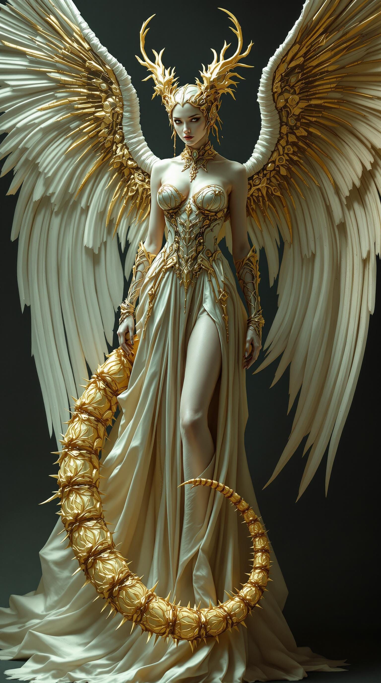 Majestic Angelic Scorpion Goddess in Golden Splendor