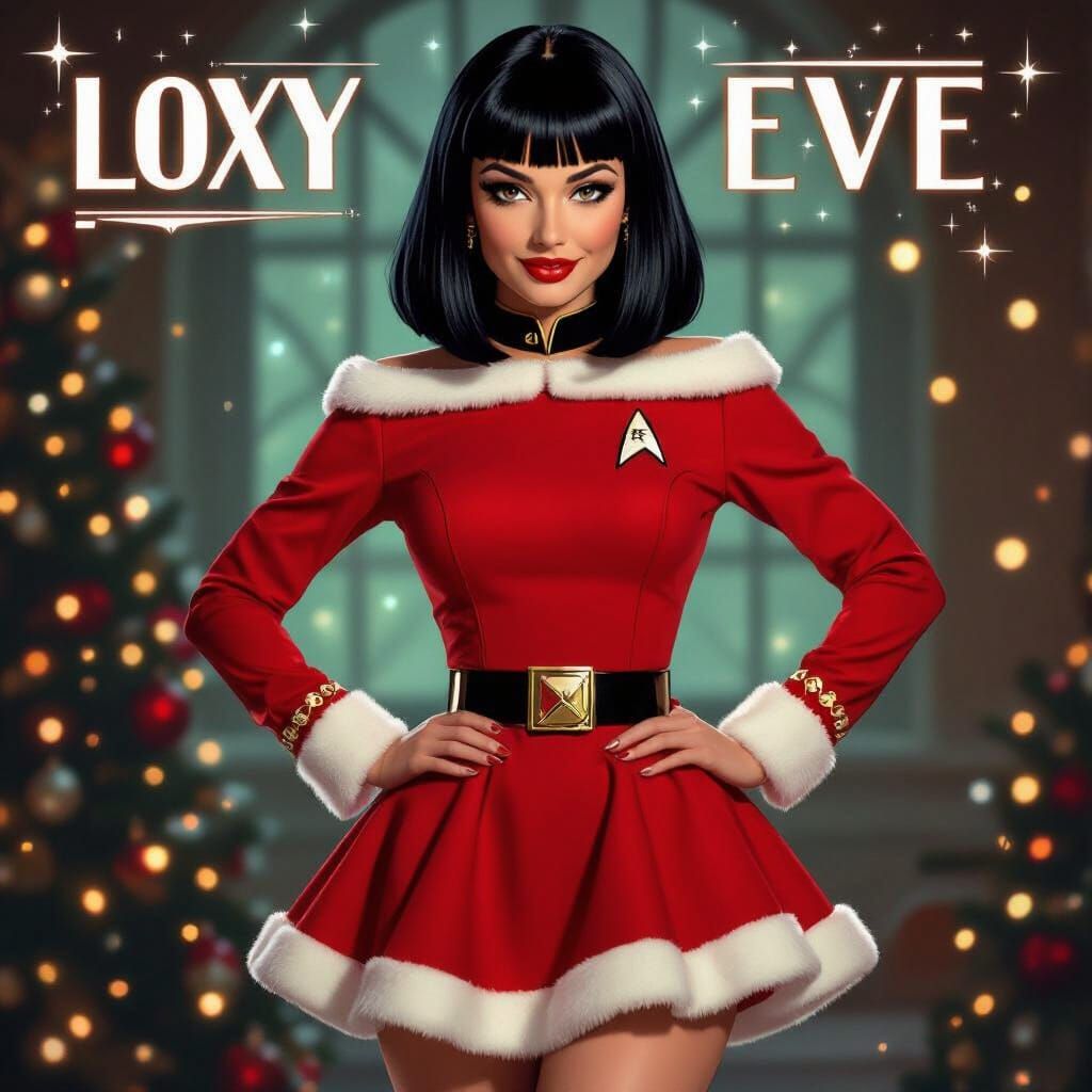 Festive Star Trek Pin-Up Character on Christmas Eve