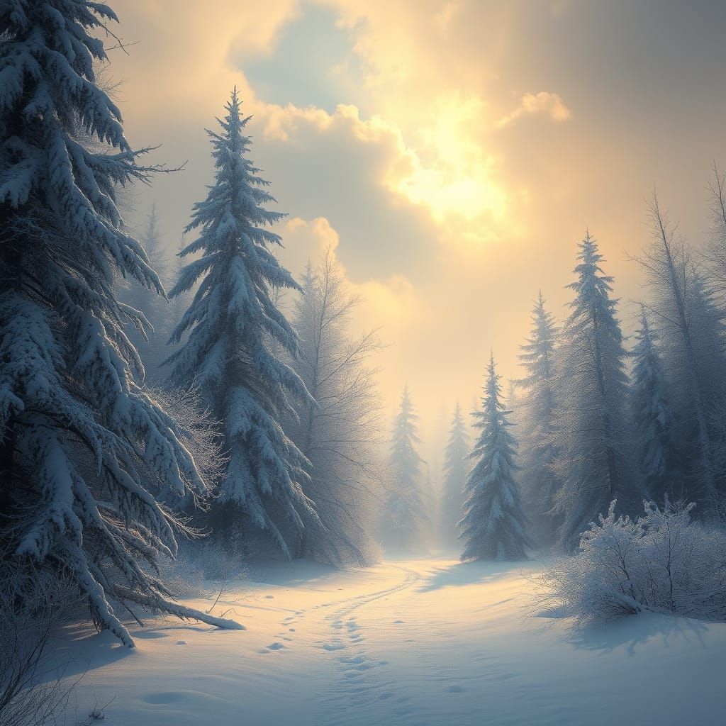 Peaceful Winter Wonderland in Soft Light