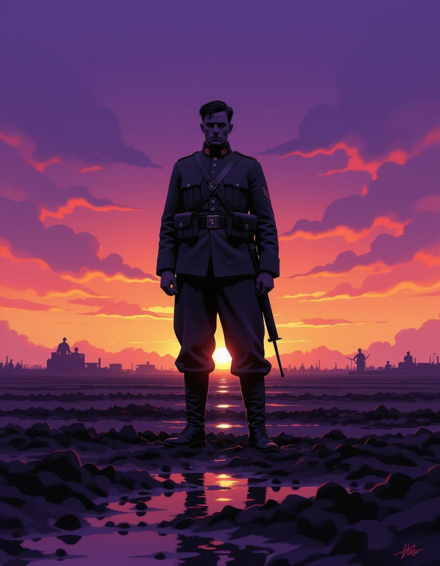 WWI Soldier in Gritty Concept Art Style