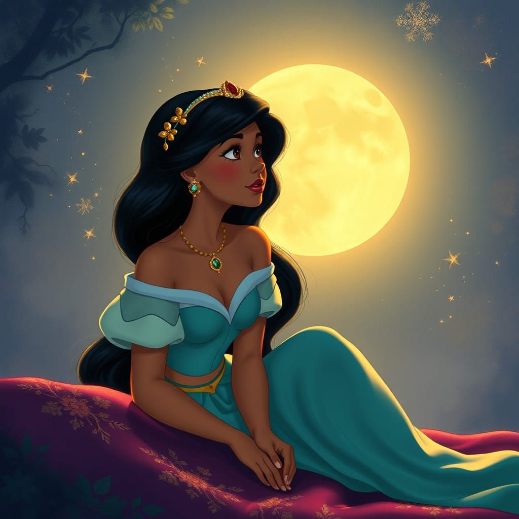 Jasmine in Magical Carpet, Gazing at the Starry Night Sky