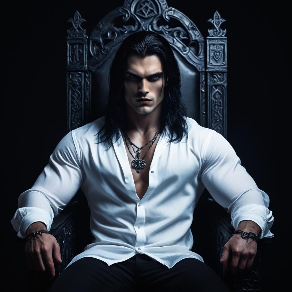 Nordic Vampire on Throne in Dark Mystical Realism