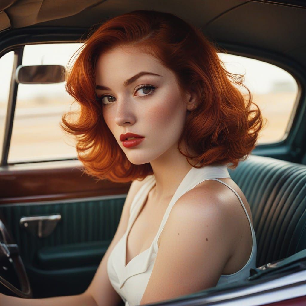 Seductive Redhead with Shotgun in Vargas Style