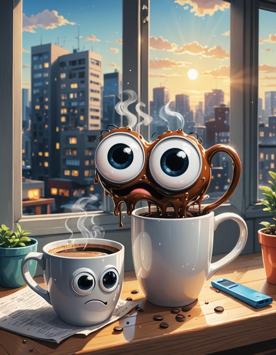 Anime Coffee Mug with Googly Eyes