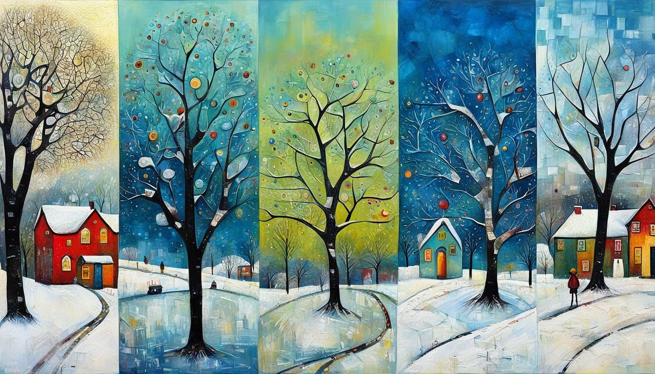 Summer to Winter Transition Encaustic Painting