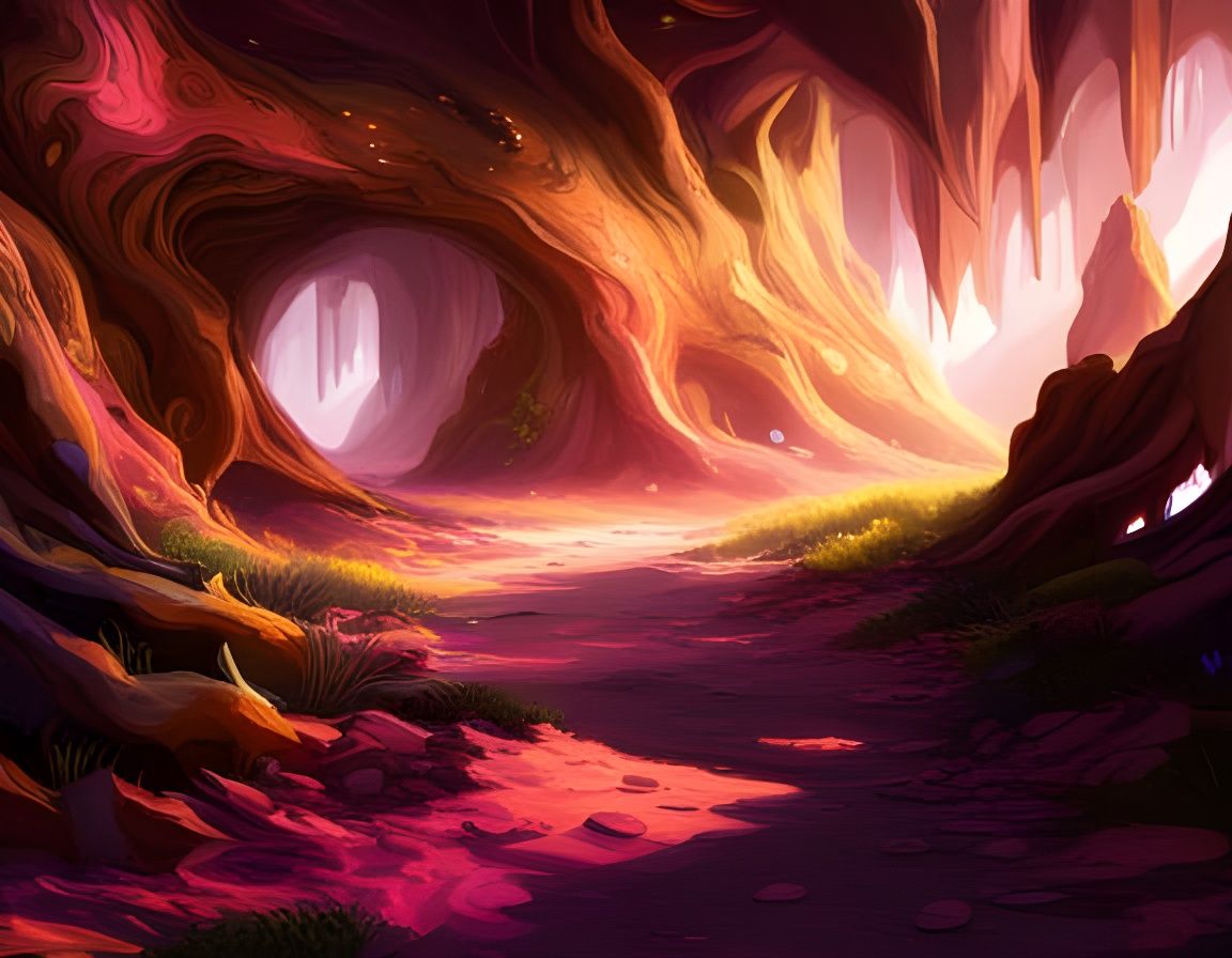 Enchanted Forest Path Through Space Nebula