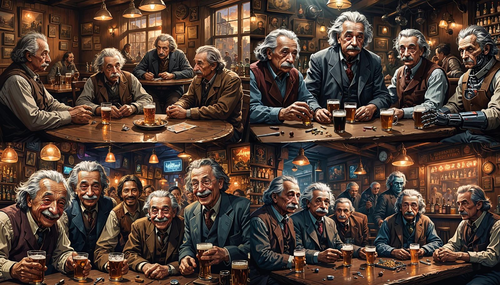Einstein, Sitting Bull, Hawking & Ultron in Pub