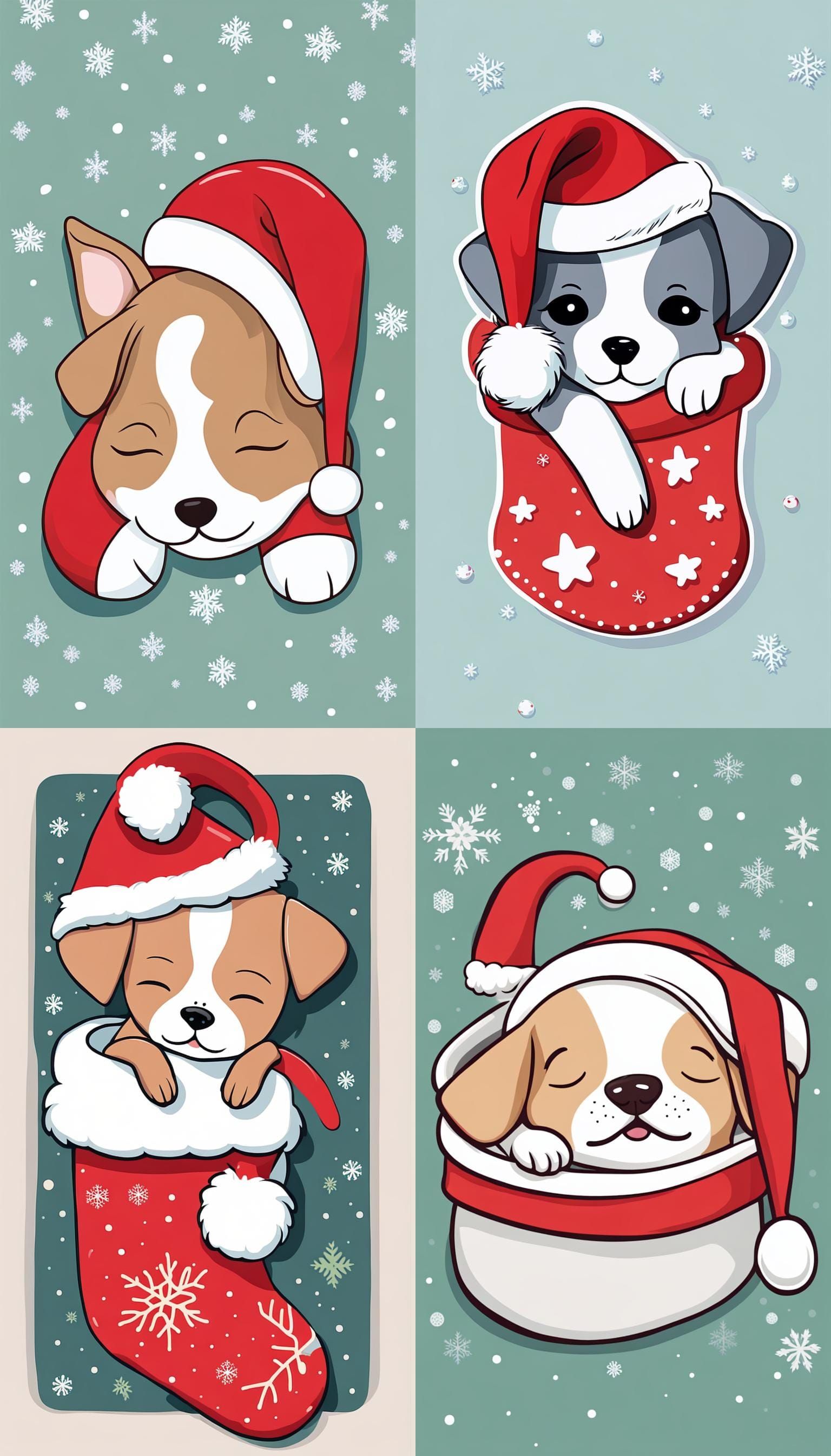 Puppy's Christmas Nap: Kawaii Holiday Illustration