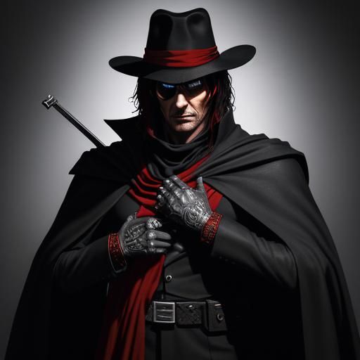 Pulp fiction illustration of David Tennant as "The Shadow" m...