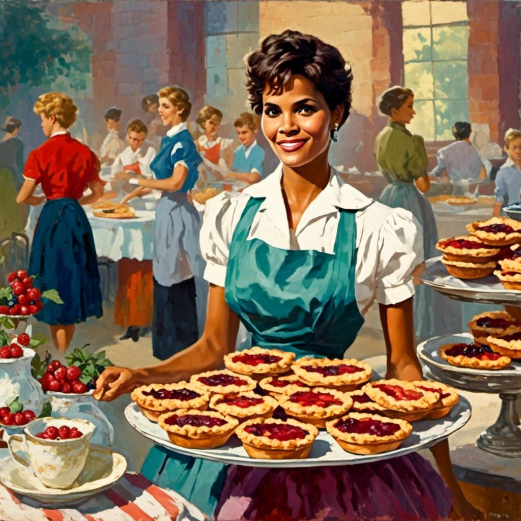 Halle Berry at 1950s Bake Sale Painting