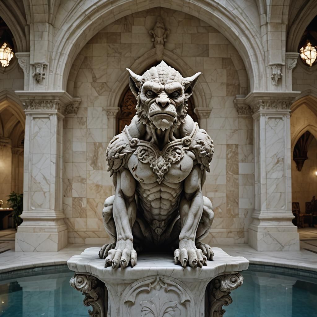 Gothic Gargoyle Portrait with Throne Backdrop