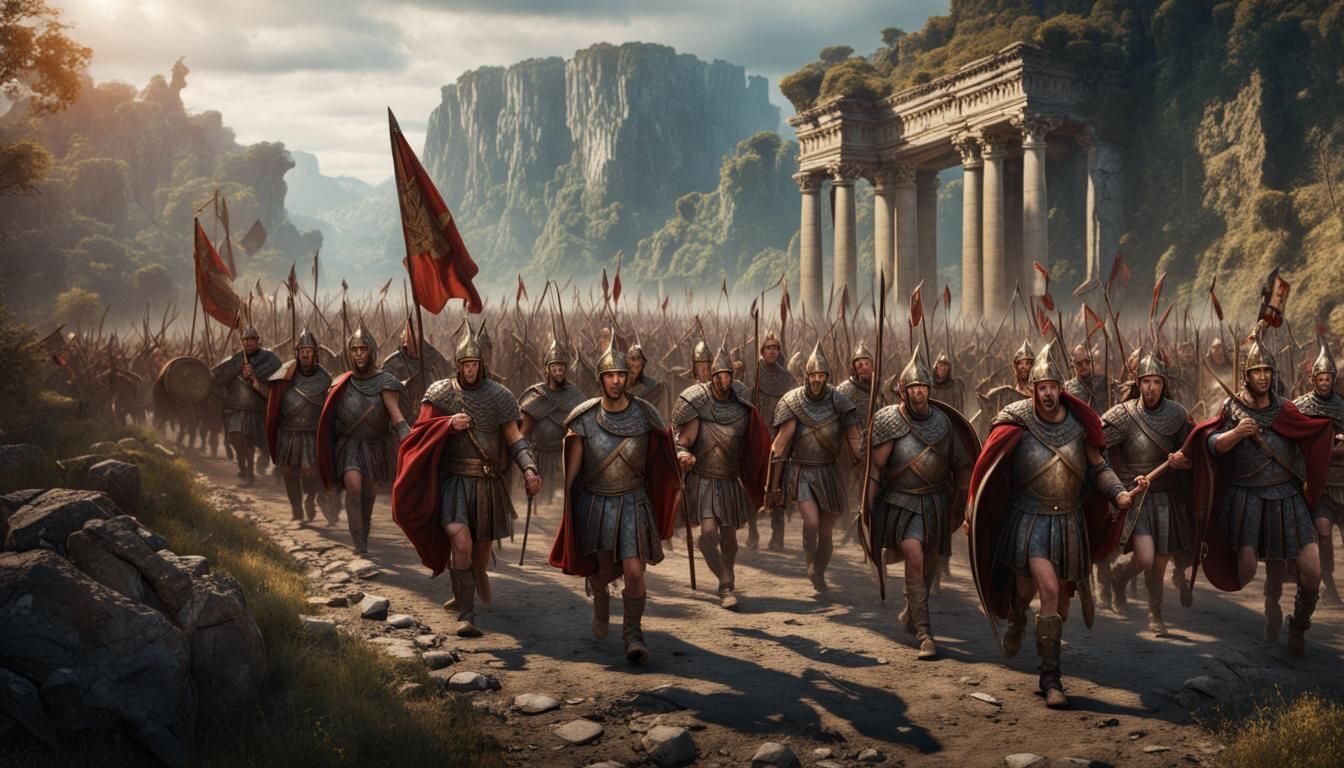 Caesar's Legions March on Gaul: Detailed Matte Painting