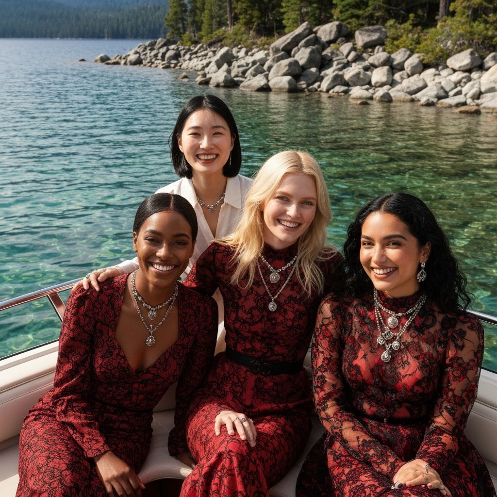 Diverse Women on Lake Tahoe in Photo-Realistic Style