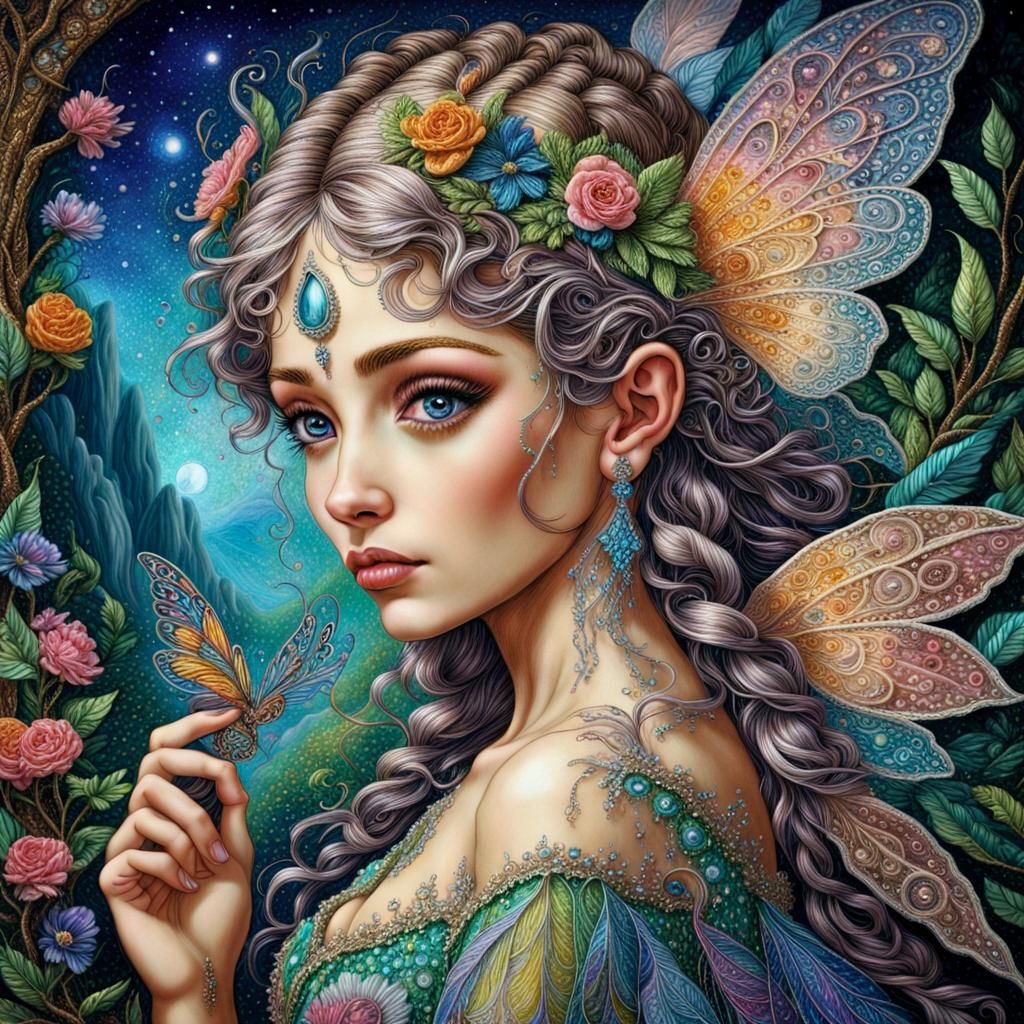 Glass Fairy in Josephine Wall Embroidery Style