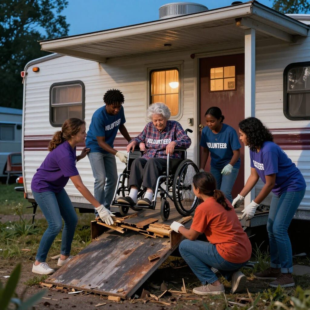 Community Replaces Wheelchair Ramp in Trailer Park