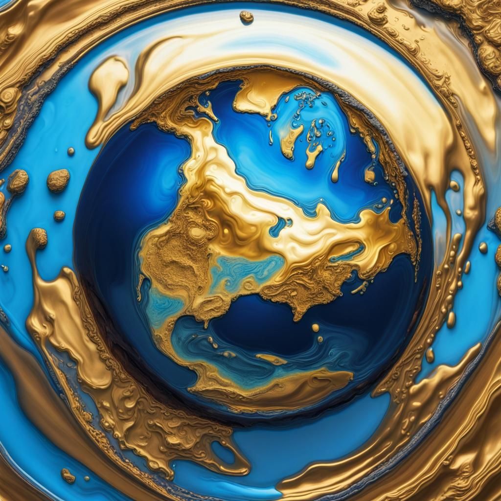 Melting Earth in Swirling Puddle: Mixed Media Collage