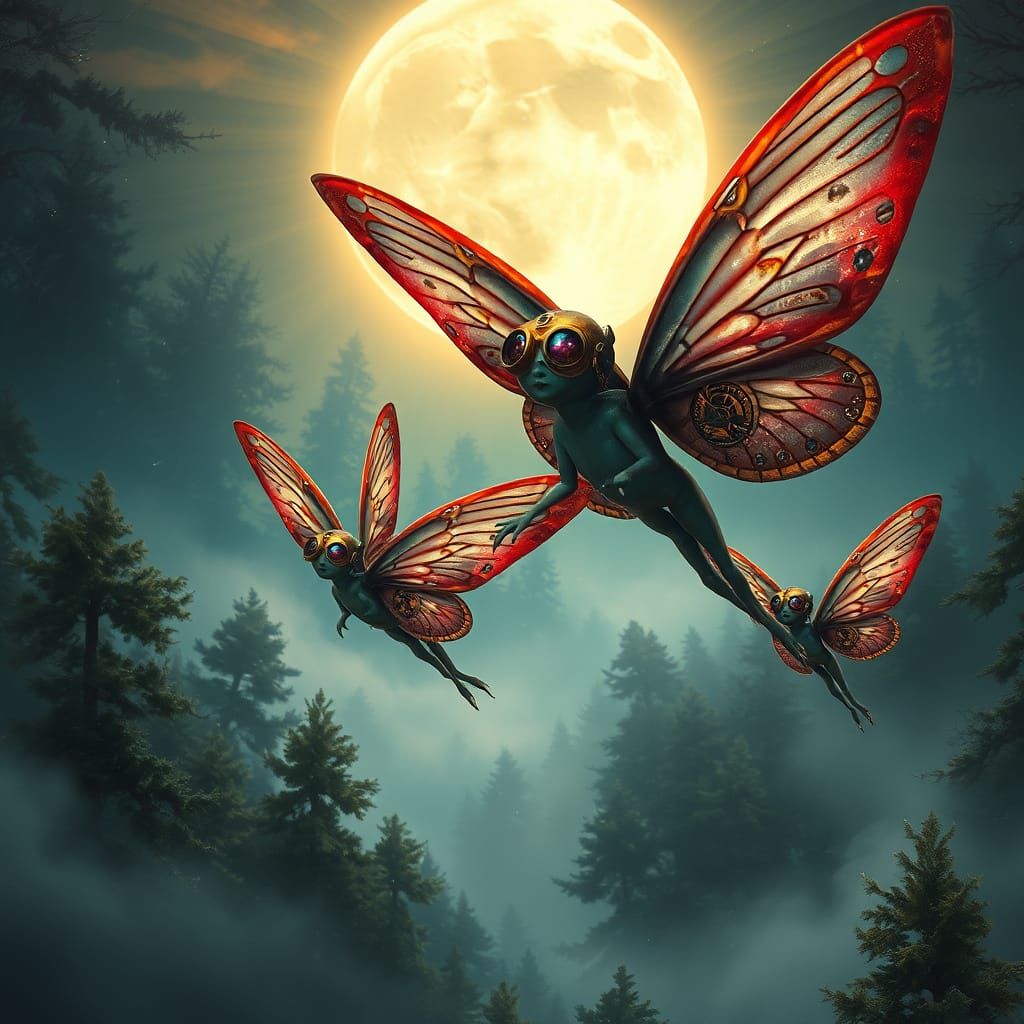 Whispers of Steampunk Fairies in Ethereal Mist