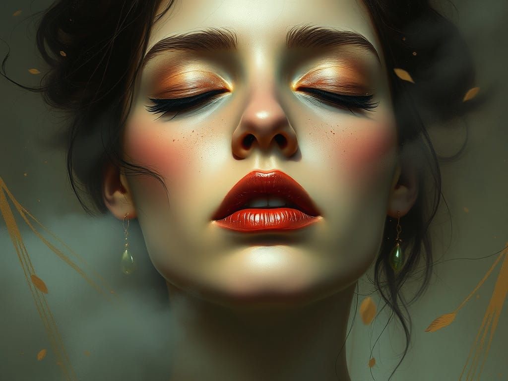 Dreamlike Portrait of a Woman in a Thick, Foggy Atmosphere