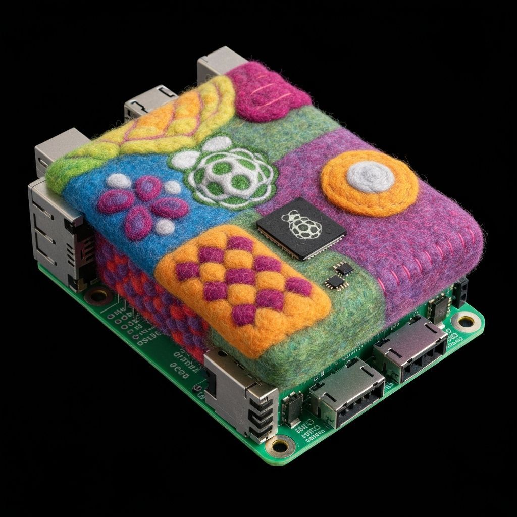 Felted Wool Raspberry Pi Computer Art